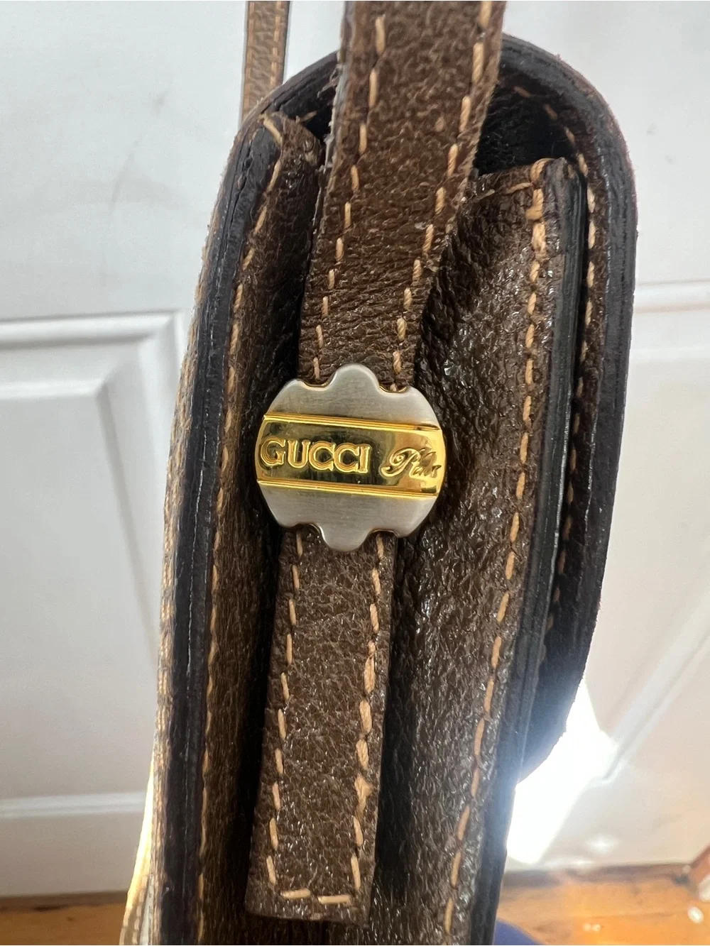 Gucci Beige and Brown Monogram Crossbody Messenger Bag